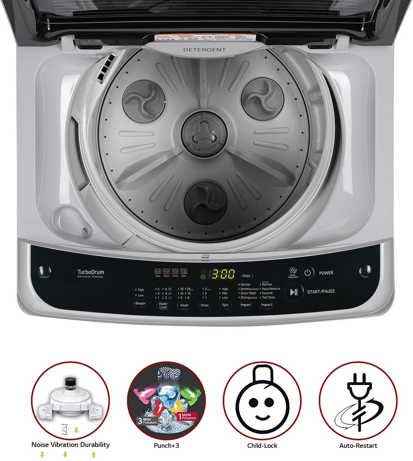 Image of LG 8 kg with Inverter,5 Star Fully Automatic Top Load Washing Machine Silver