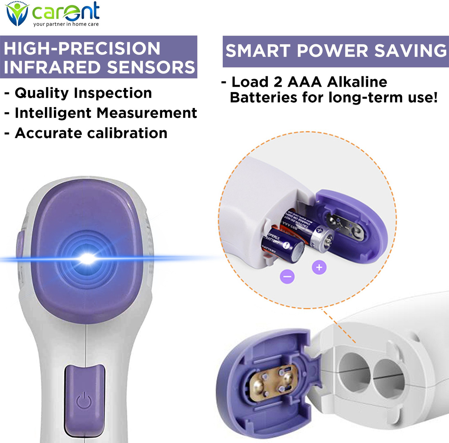 Image of Carent HTD8813C Infrared Non Contact Forehead Gun For Kids & Adults (With Batteries) Thermometer