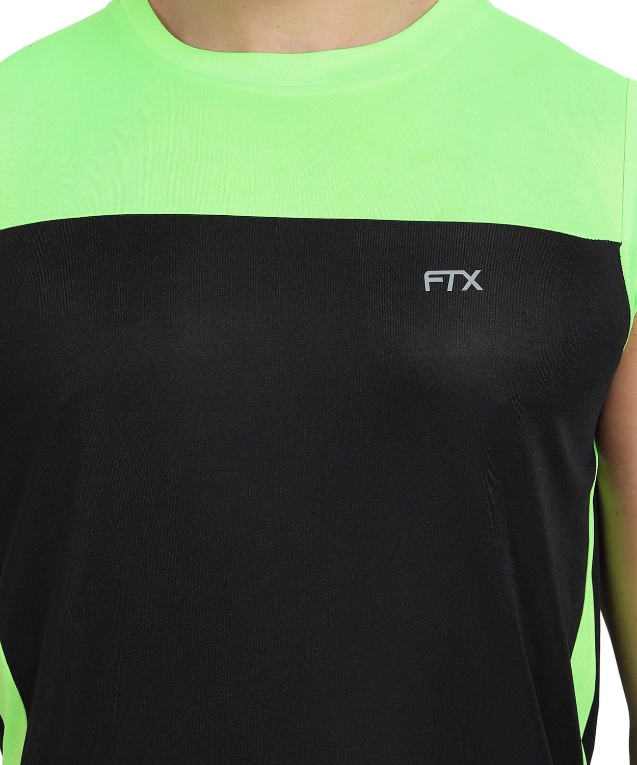 Image of FTX Solid Men Round Neck Black, Grey T-Shirt