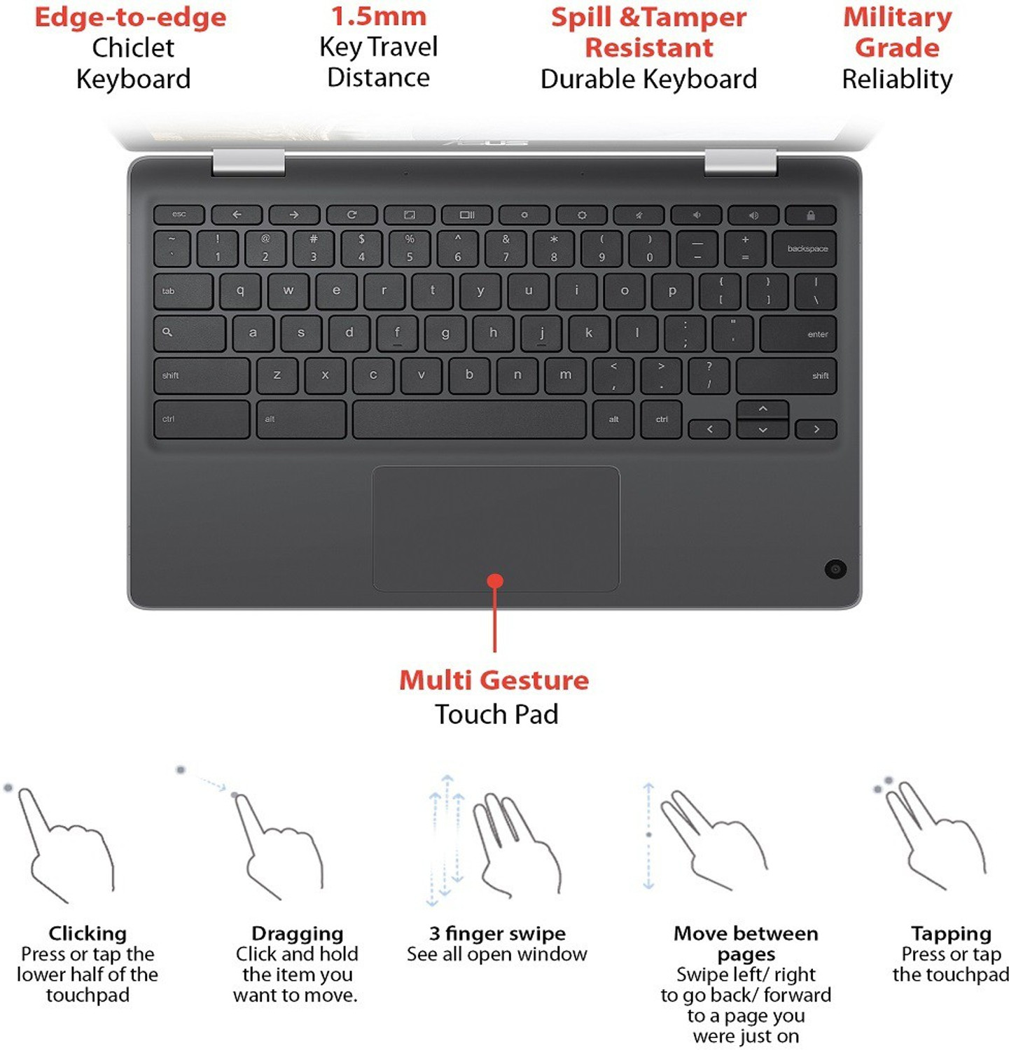 Image of ASUS Chromebook Flip Touch Intel Celeron Dual Core N4020 - (4 GB /64 GB EMMC Storage /Chrome OS) C214MA-BU0452 Chromebook