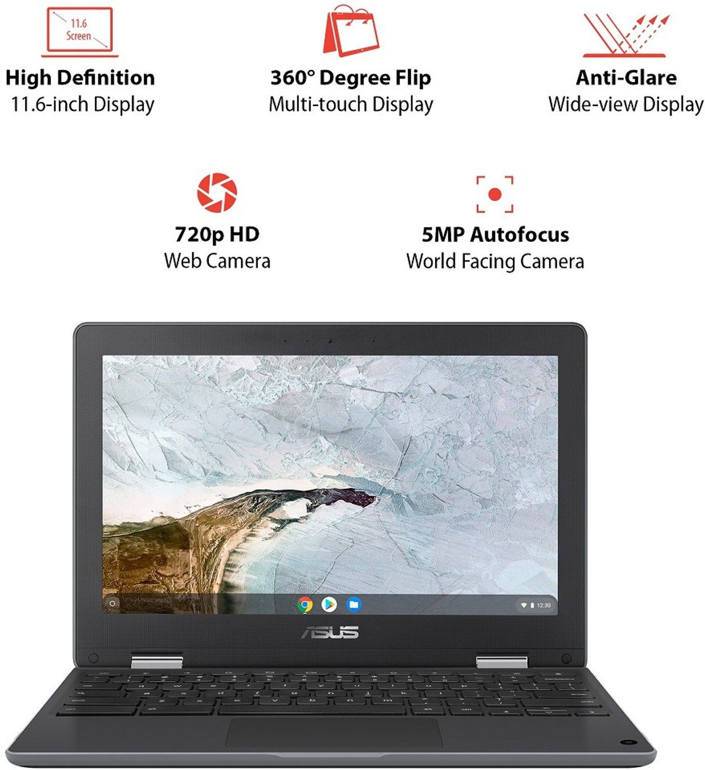 Image of ASUS Chromebook Flip Touch Intel Celeron Dual Core N4020 - (4 GB /64 GB EMMC Storage /Chrome OS) C214MA-BU0452 Chromebook