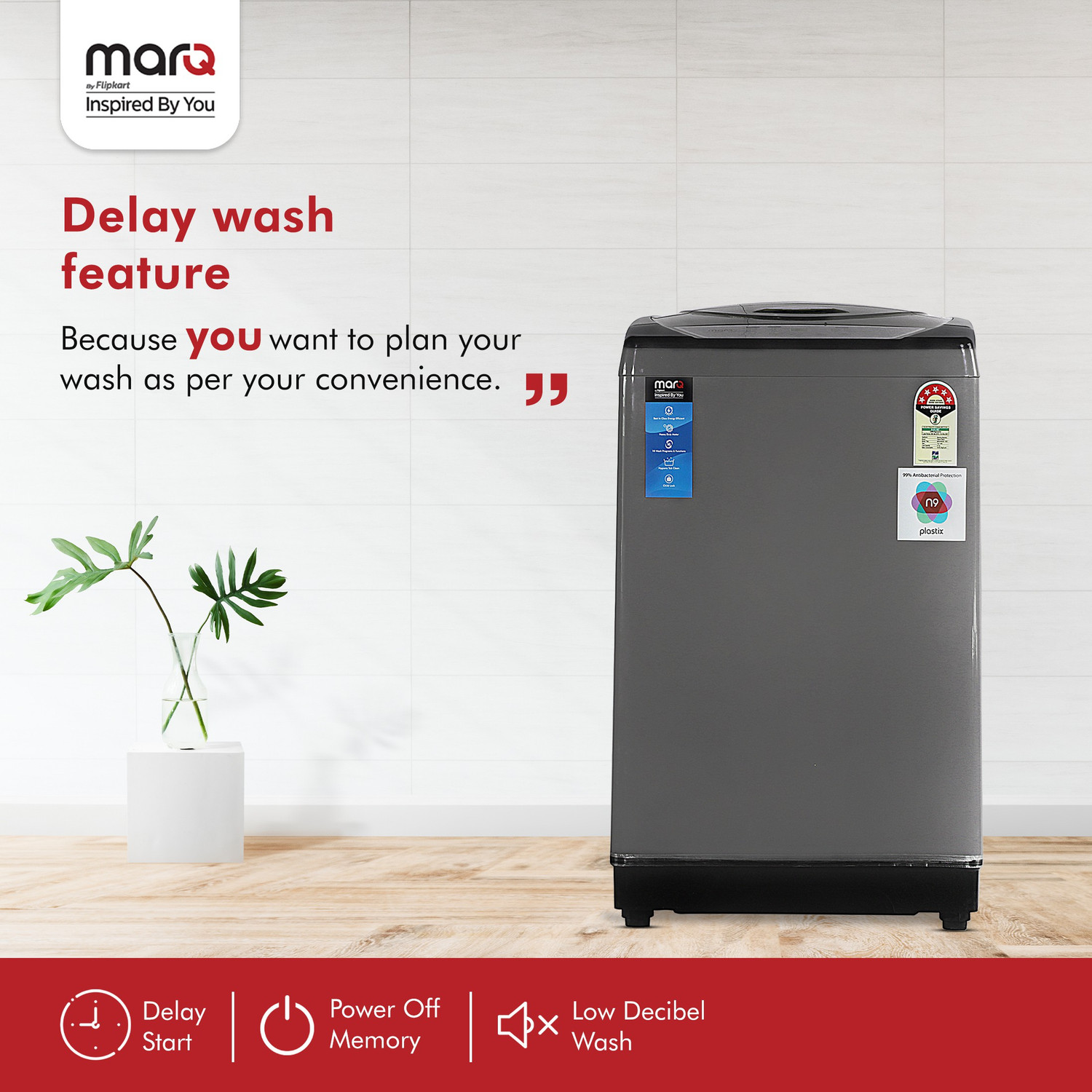 Image of MarQ by Flipkart 7.5 kg Fully Automatic Top Load Washing Machine Grey