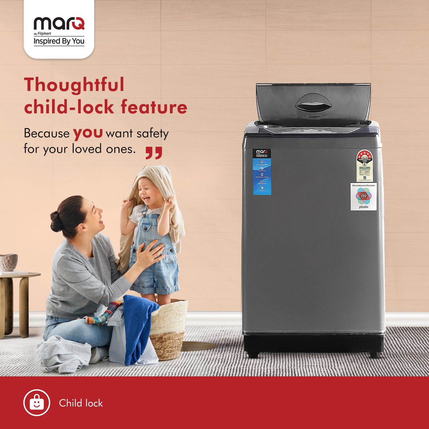 Image of MarQ by Flipkart 7.5 kg Fully Automatic Top Load Washing Machine Grey