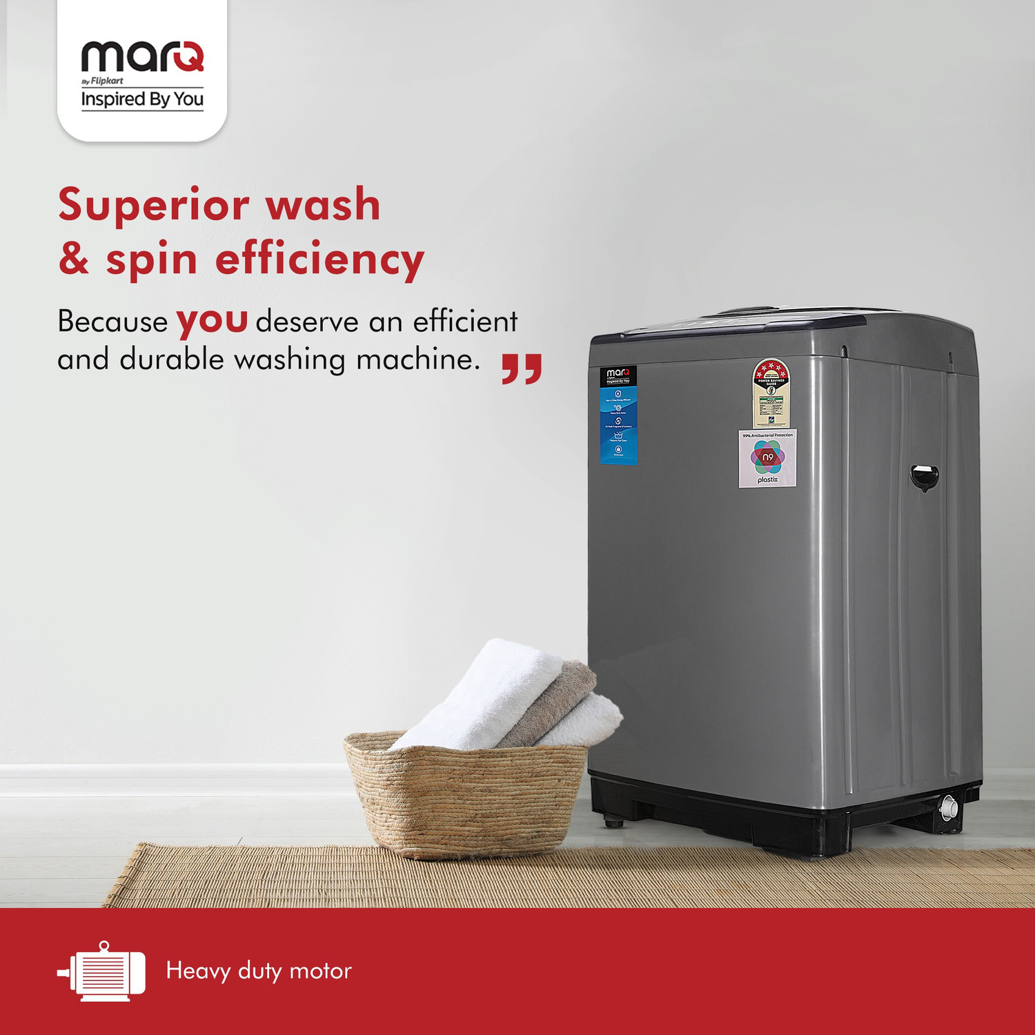 Image of MarQ by Flipkart 7.5 kg Fully Automatic Top Load Washing Machine Grey