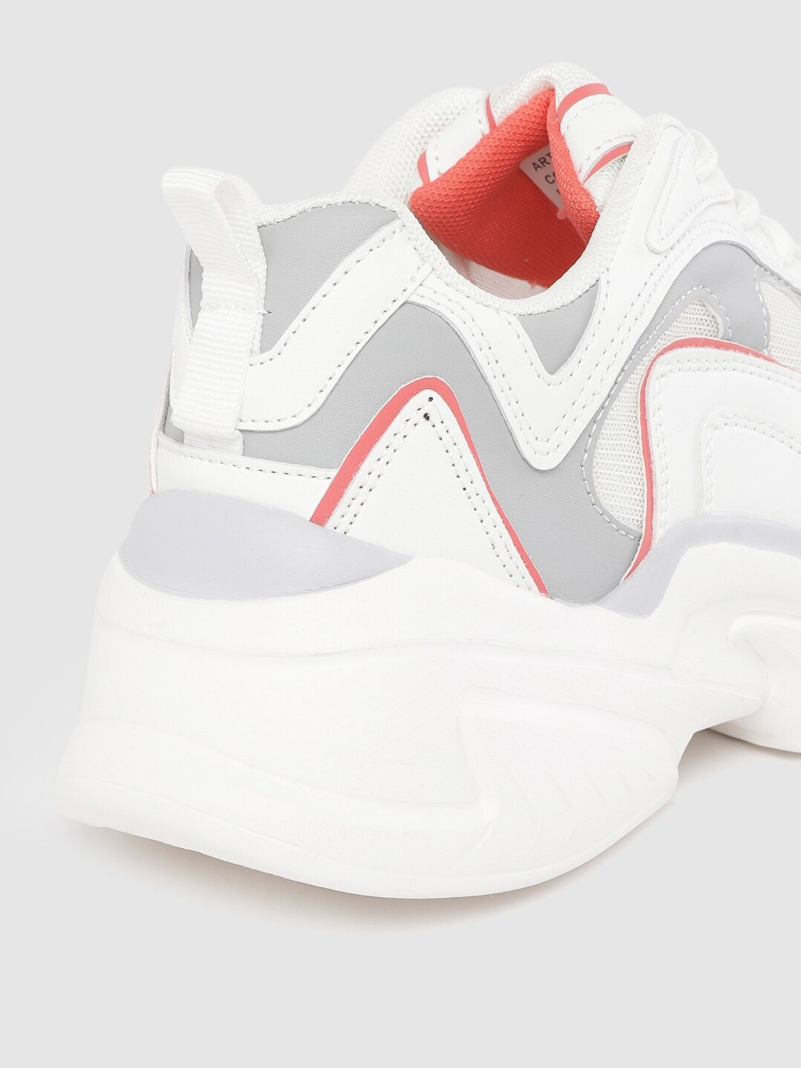 Image of HRX by Hrithik Roshan Men White Grey Colour blocked Chunky Sneakers Sneakers For Men