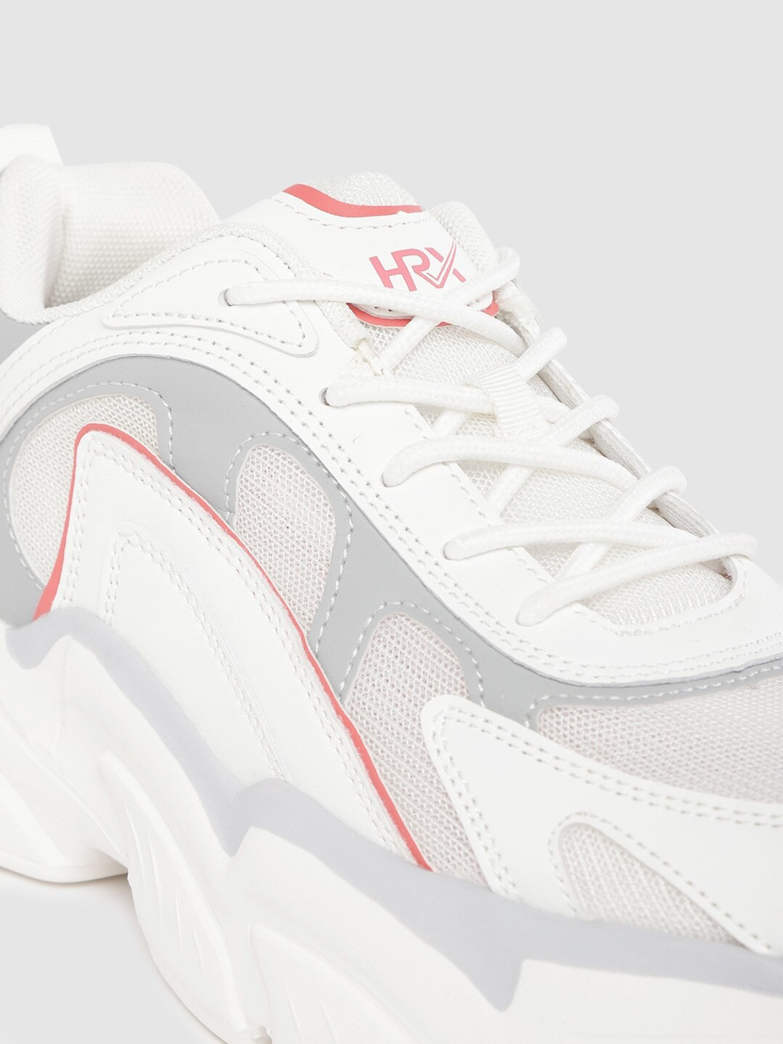 Image of HRX by Hrithik Roshan Men White Grey Colour blocked Chunky Sneakers Sneakers For Men