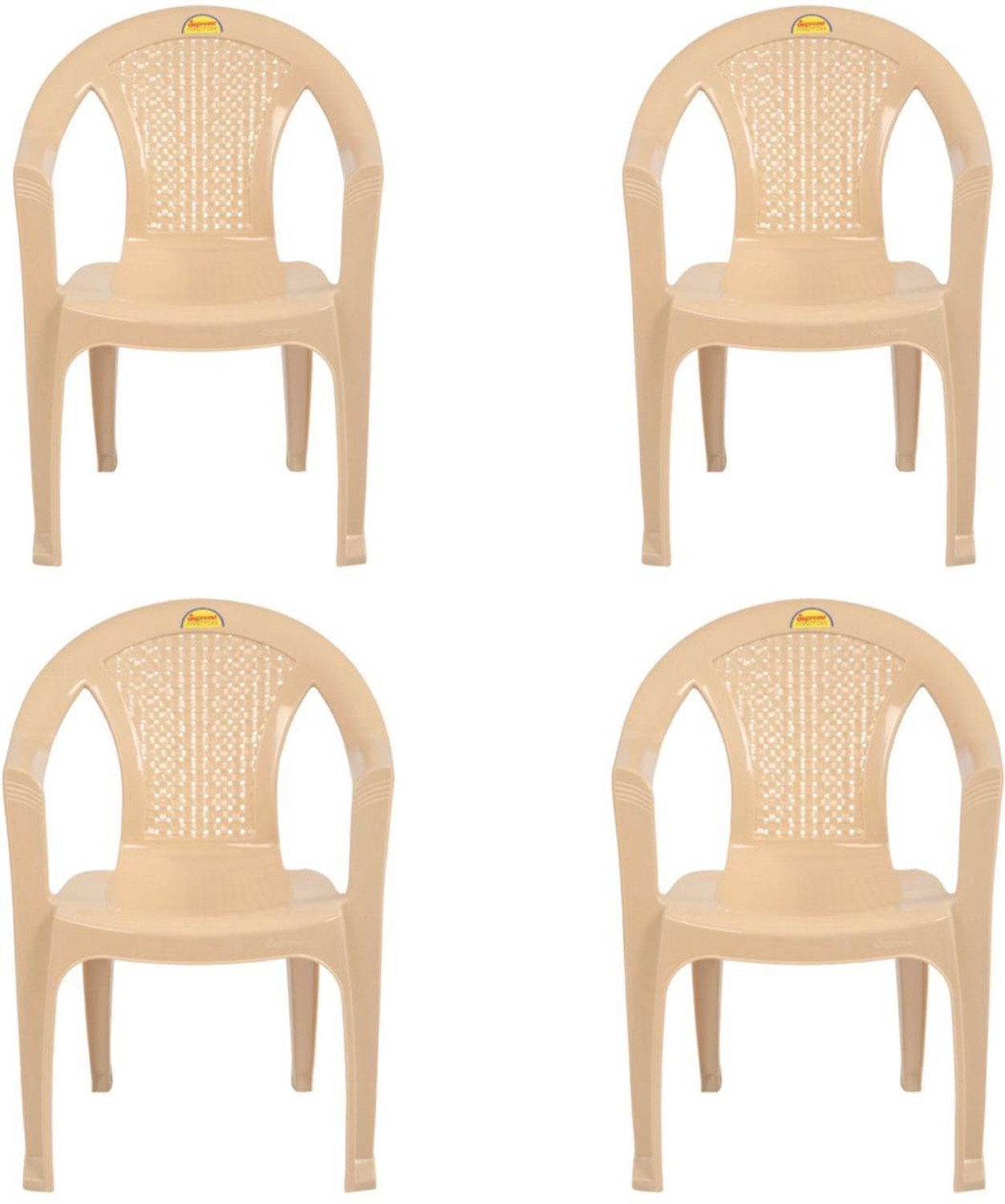 Supreme Plastic Outdoor Chair BEIGE Set of 4 Pre assembled Price History