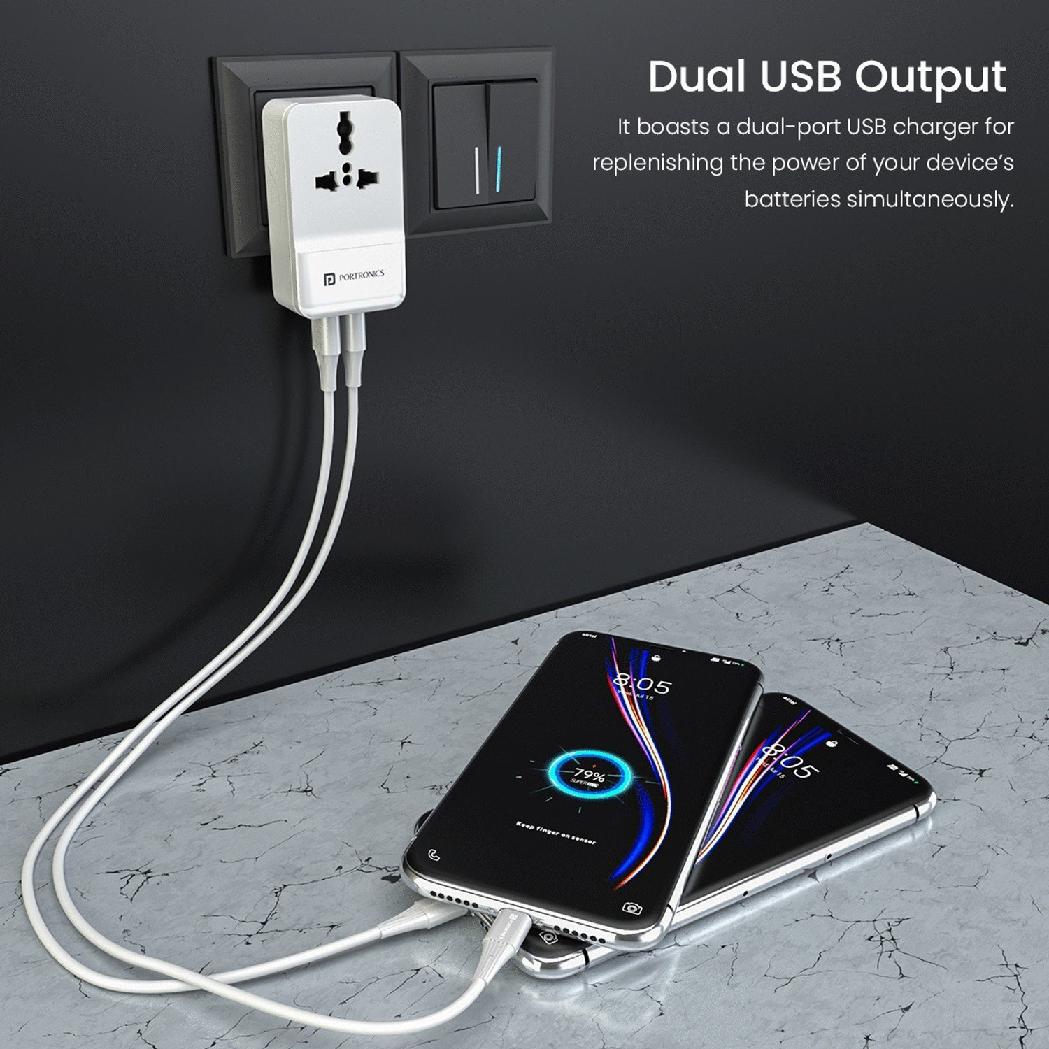Image of Portronics 18 W Quick Charge 3.4 A Wall Charger for Mobile