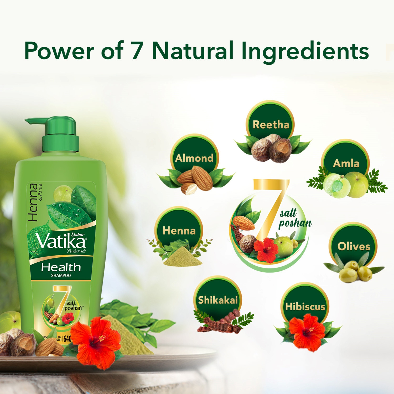 Image of DABUR VATIKA Health Shampoo, With 7 Natural Ingredients, Controls Frizz.