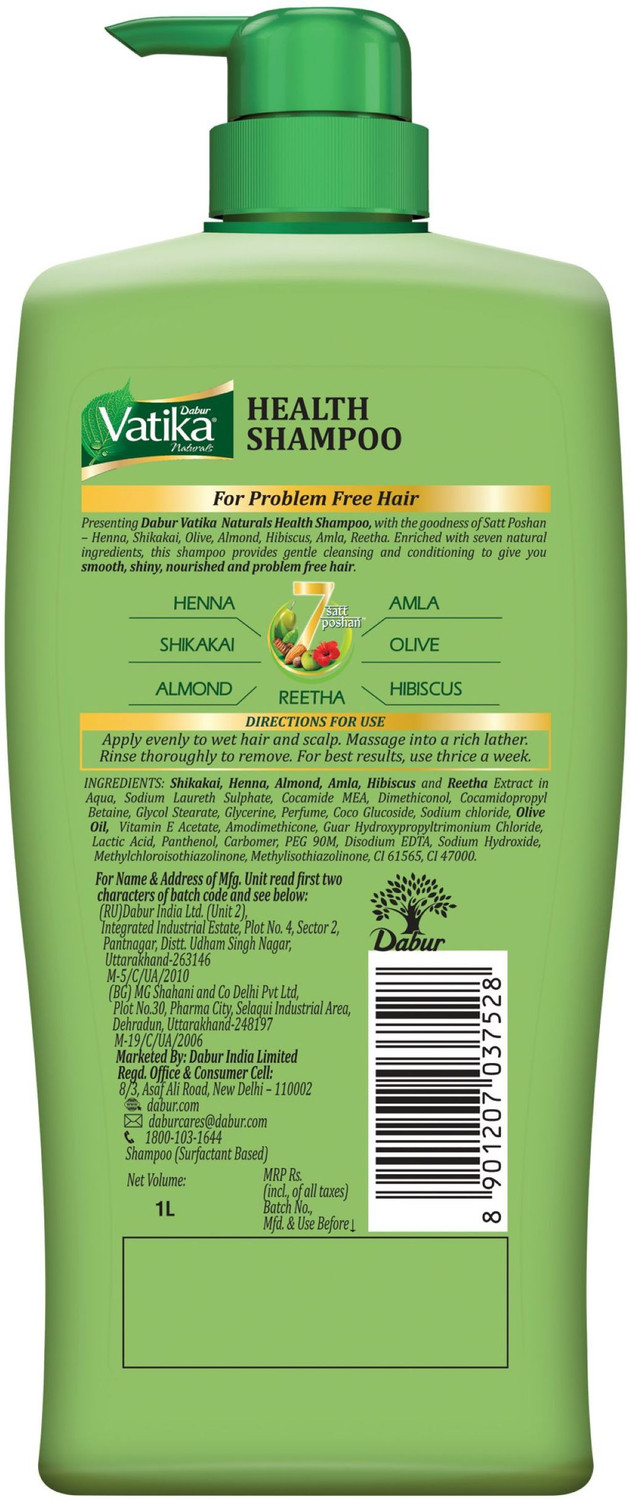 DABUR VATIKA Health Shampoo, With 7 natural ingredients, Controls Frizz
