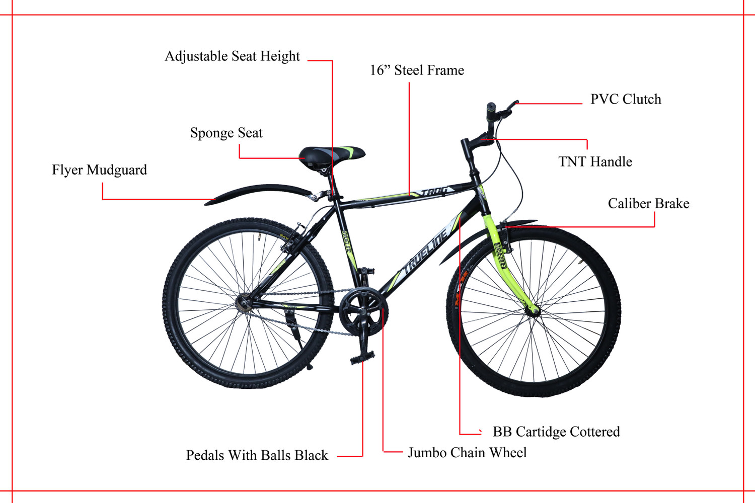 Image of TRUELINE Trog 26 inch MTB Cycle 13+ Years Semi Assembled 26 T (inch) BMX Cycle