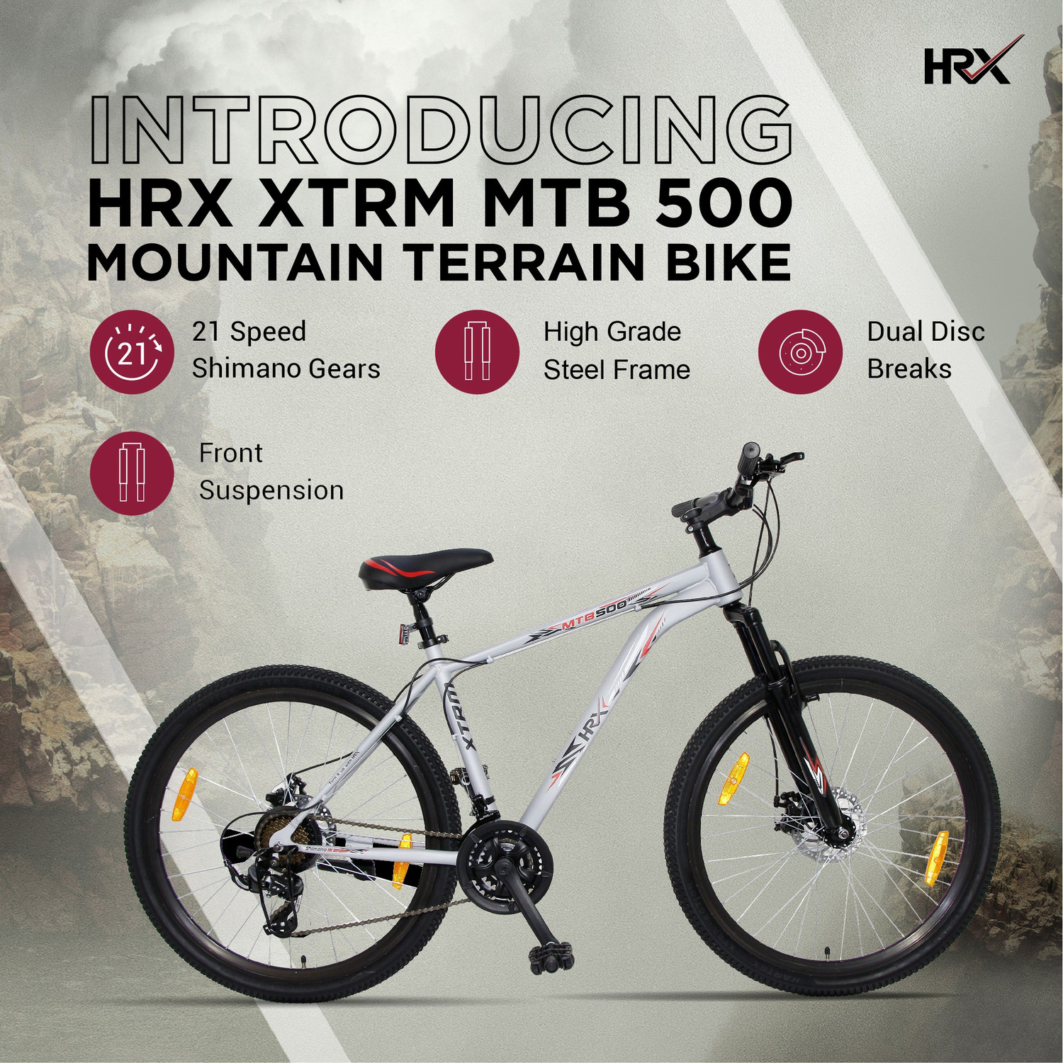 Image of HRX XTRM MTB 500 85% Assembled with Front Suspension 27.5 T (inch) Mountain Cycle