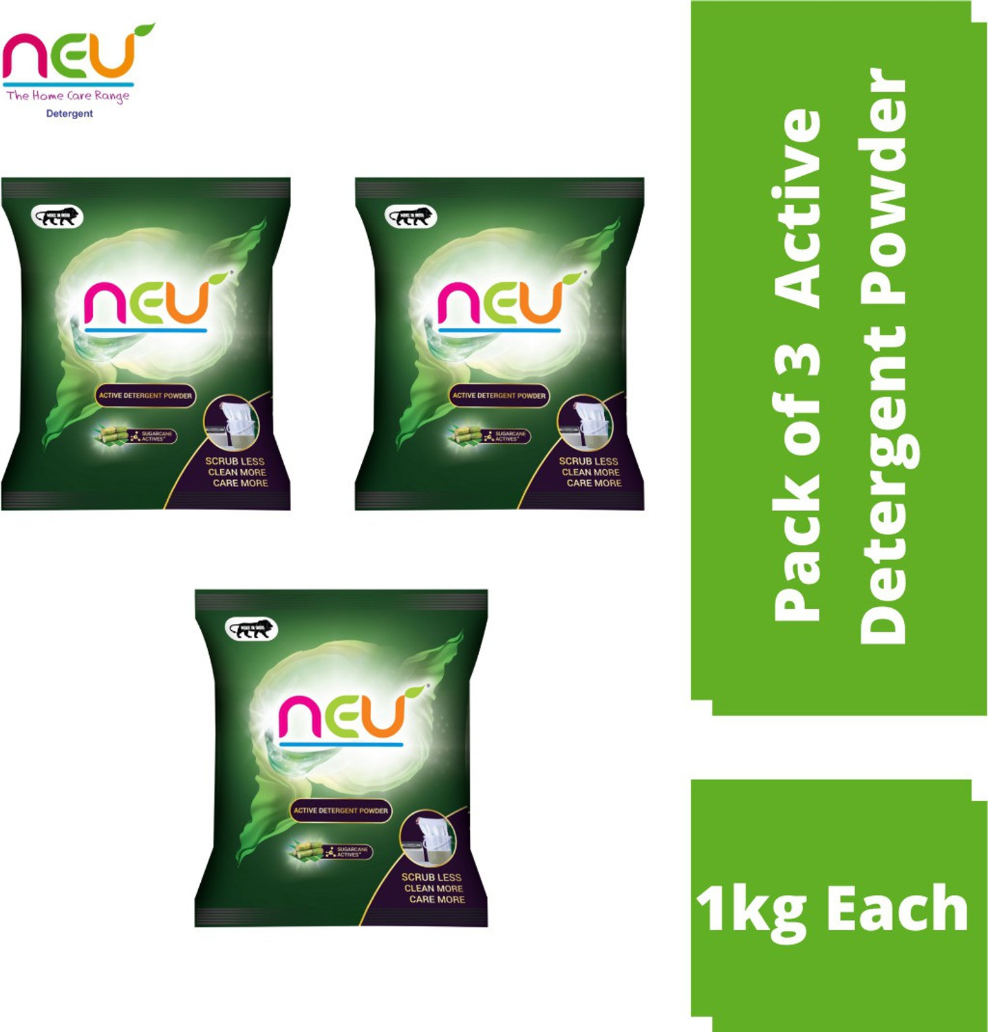 Image of NEU Active detergent 3kg Detergent Powder (Lemon) (3 kg)