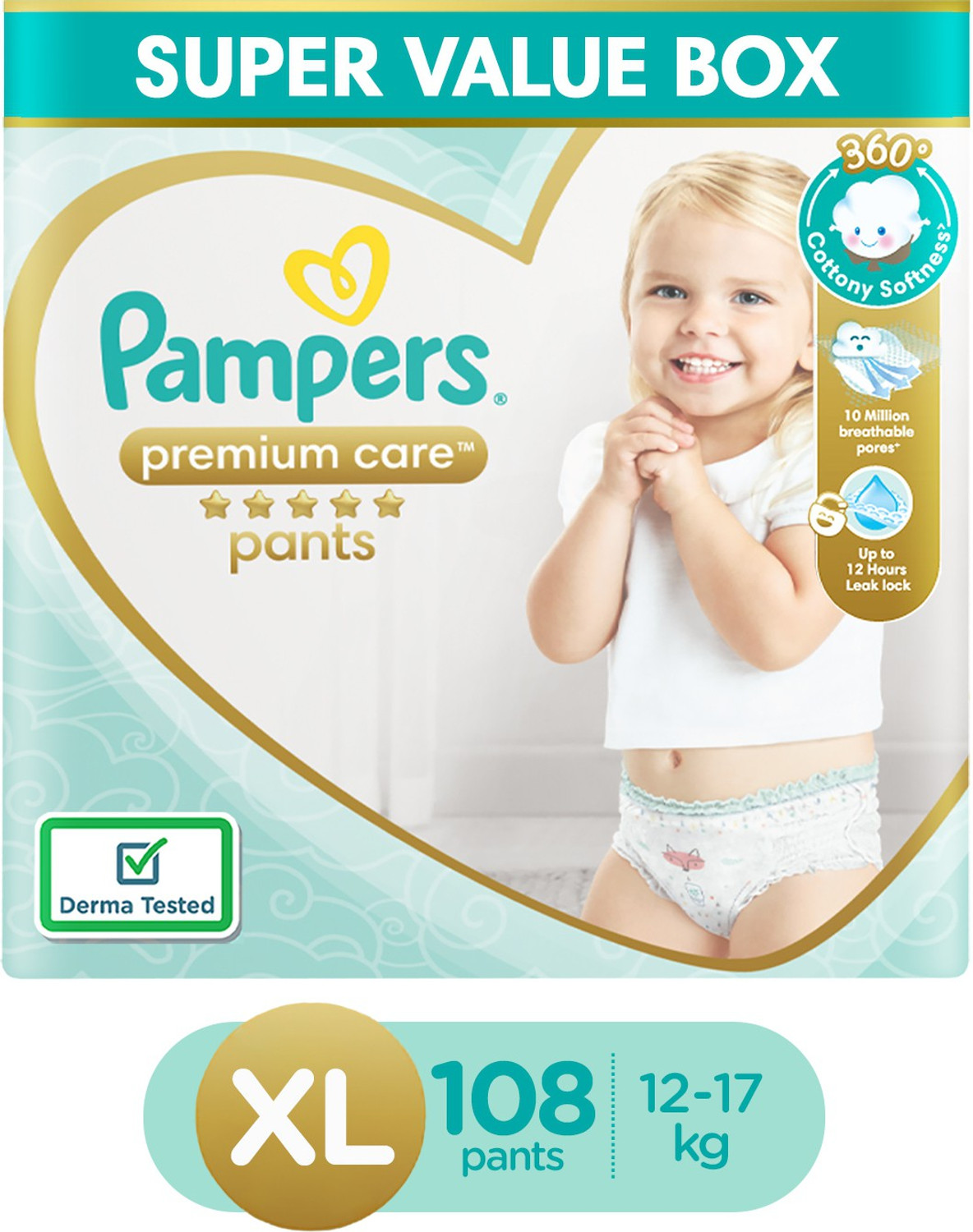 Pampers Premium Care Diapers - XL  (108 Pieces)