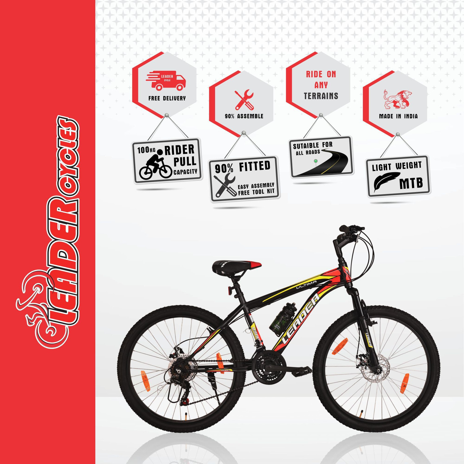 Image of LEADER Ultima Multi Speed Hybrid Cycle with FS & DD Brake 26 T (inch) Hybrid Cycle /City Bike