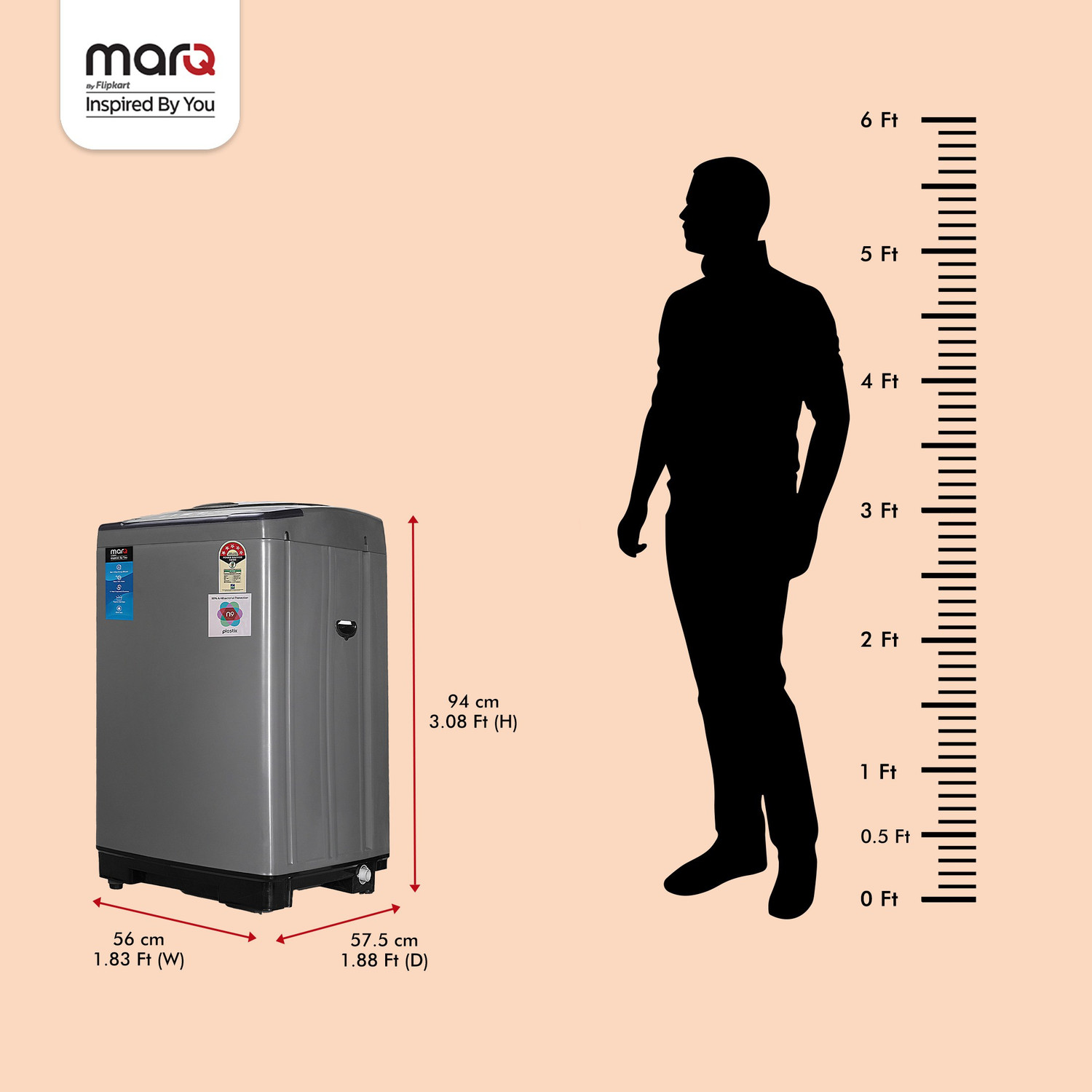 Image of MarQ by Flipkart 7.5 kg Fully Automatic Top Load Washing Machine Grey