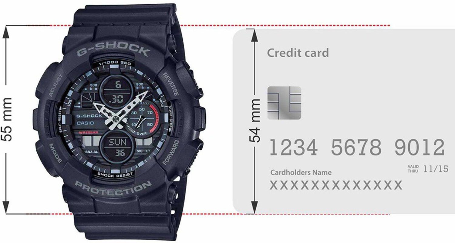 Image of CASIO GA-140-1A1DR G-SHOCK GA-140-1A1DR Black Dial Resin Strap Analog-Digital Watch - For Men