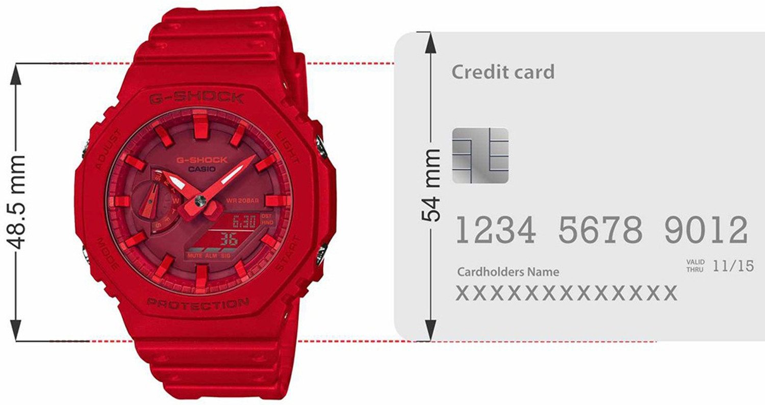 Image of CASIO GA-2100-4ADR G-SHOCK GA-2100-4ADR Red Dial Resin Strap Analog-Digital Watch - For Men