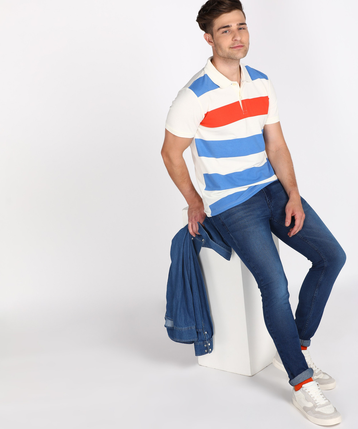 Image of abof by Aditya Birla Slim Men Dark Blue Jeans