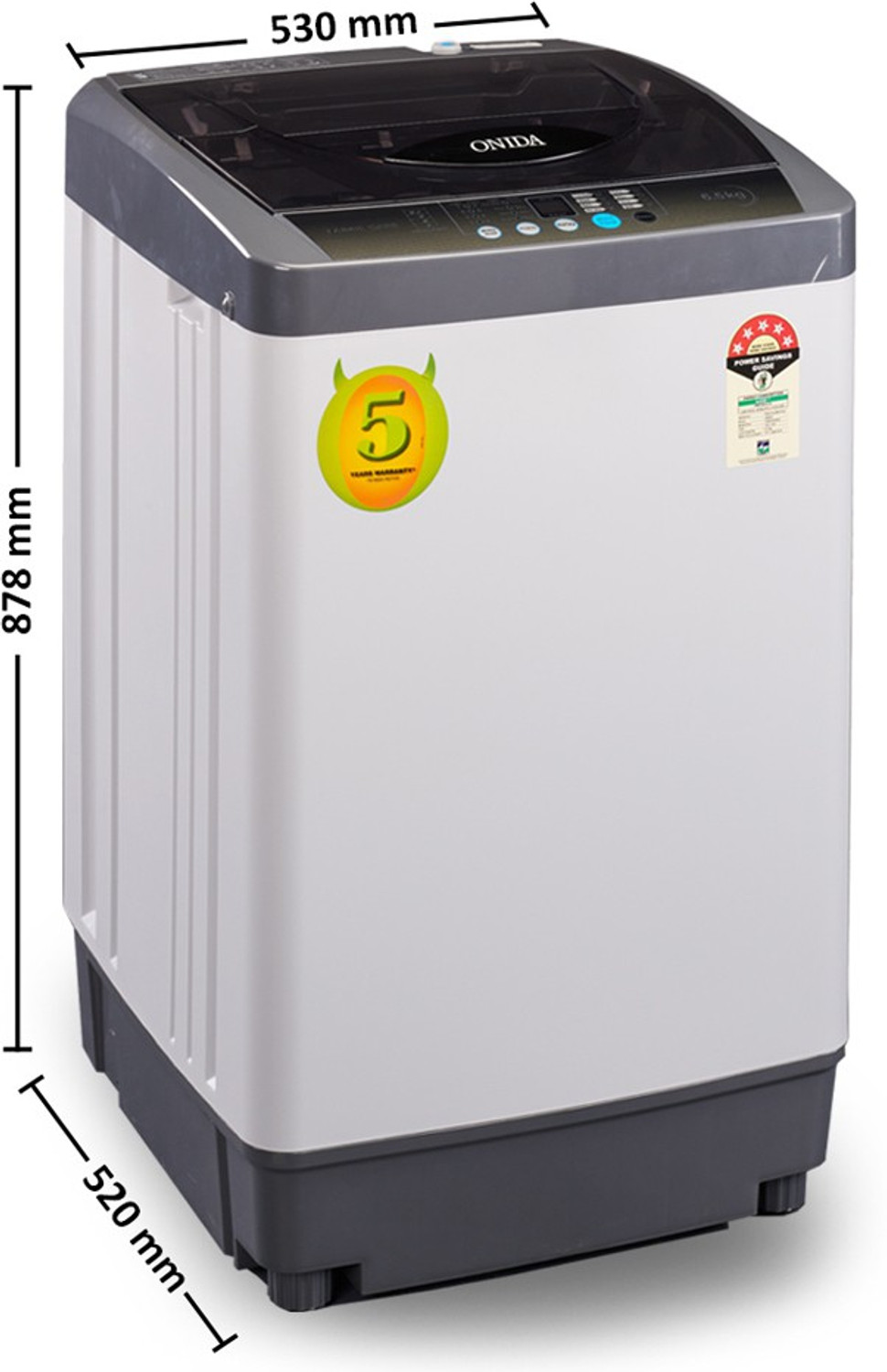 Image of ONIDA 6.5 kg Fully Automatic Top Load Washing Machine Grey