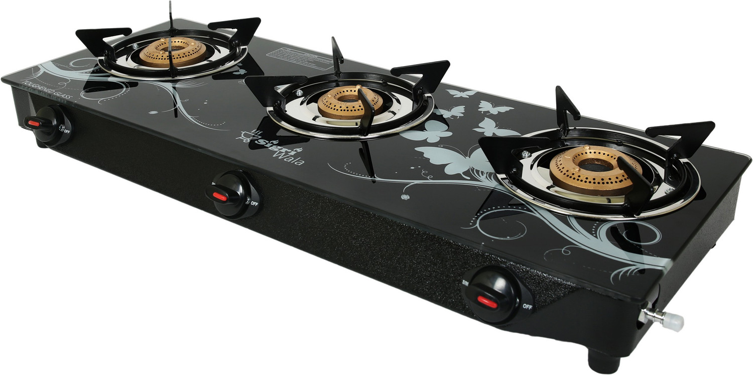 Image of Sigri-wala Surya Primecook Manual Cute Design Toughened Glass Gas Stove Stainless Steel Manual Gas Stove