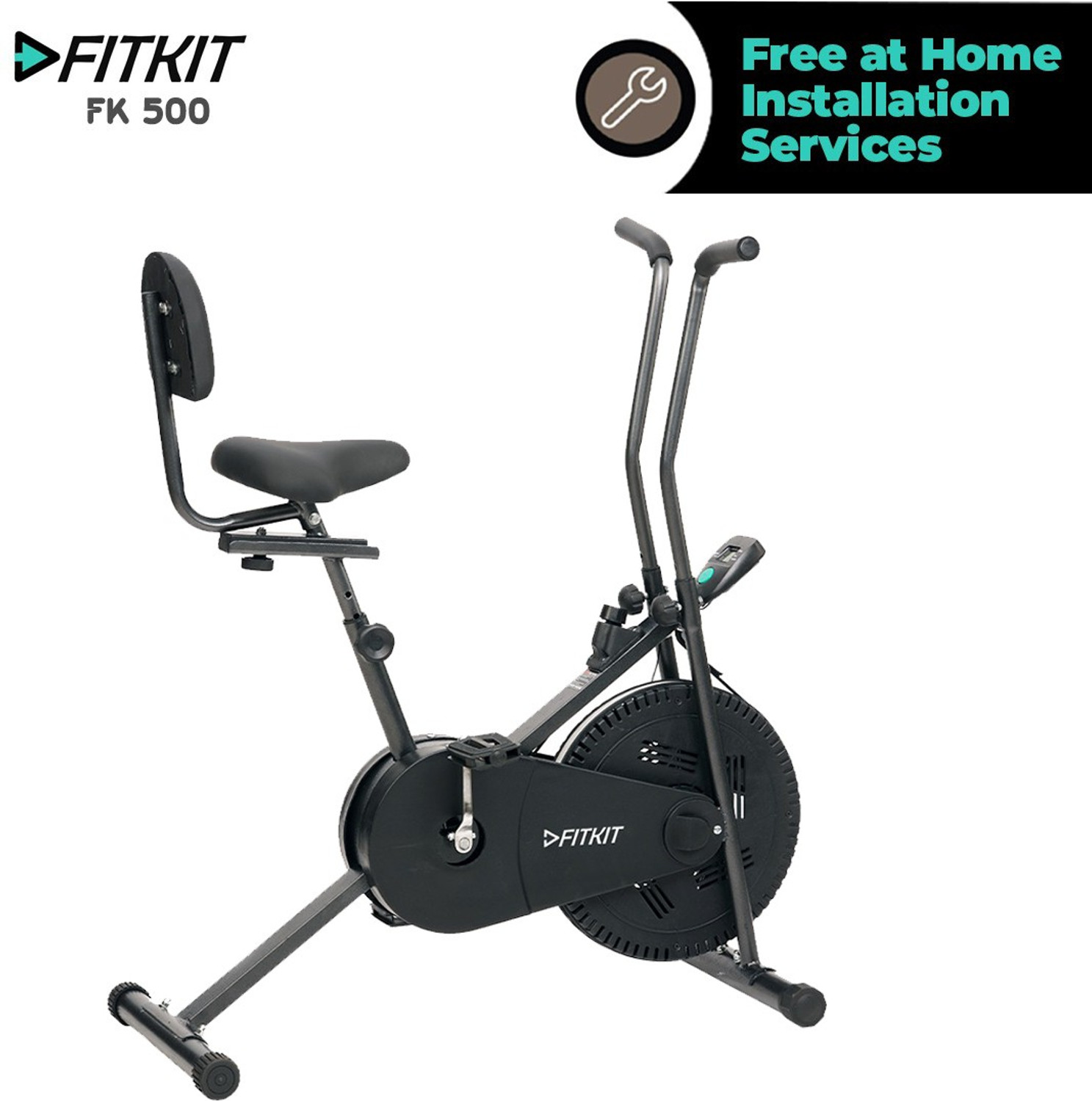 Image of FITKIT by Cultsport FK 500 Airbike with back seat and Free Installation Upright Stationary Exercise Bike