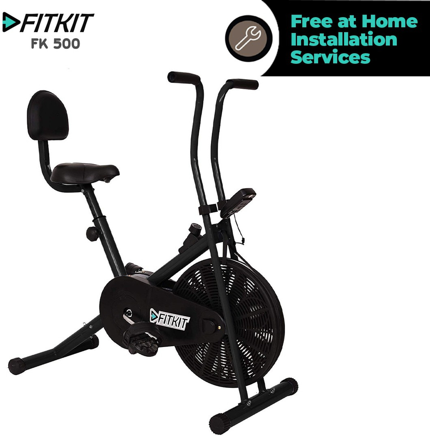 Image of FITKIT by Cultsport FK 500 Airbike with back seat and Free Installation Upright Stationary Exercise Bike