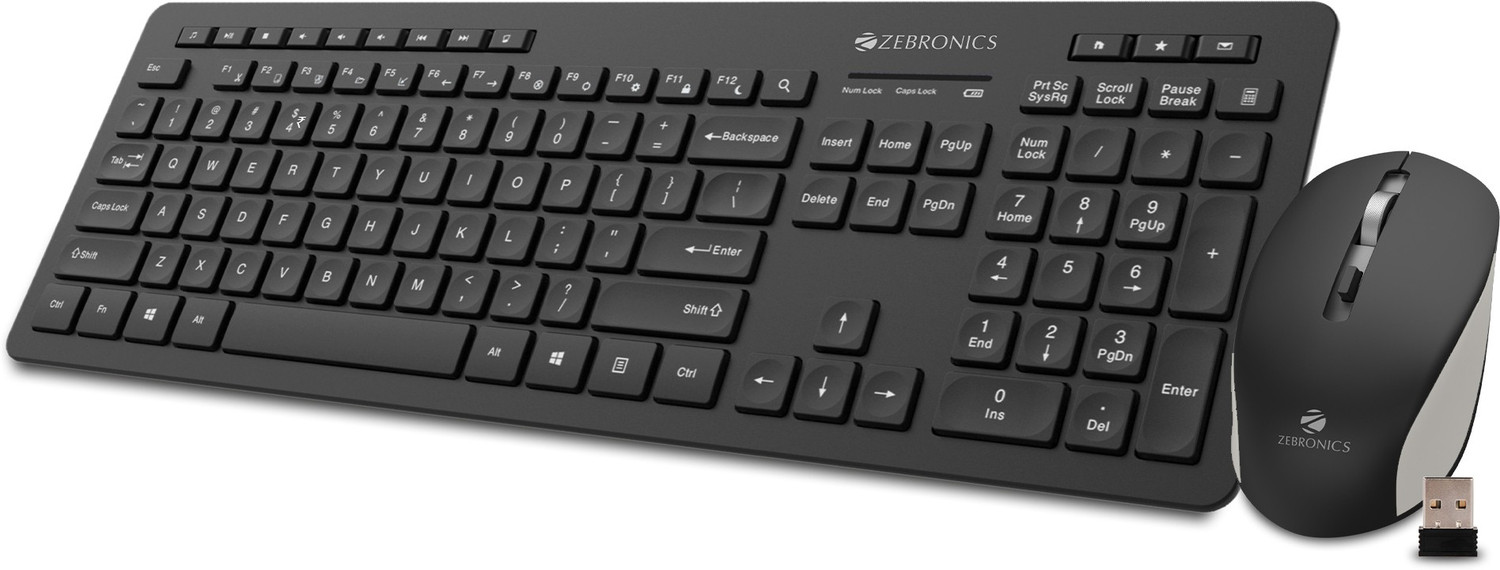Image of ZEBRONICS Zeb-Companion 500 Keyboard and Mouse Combo Wireless Standard Desktop Keyboard Compatible with Desktop, Laptop, Mac Easy to Use,Plug and Play,Quick, Comfy Durable body