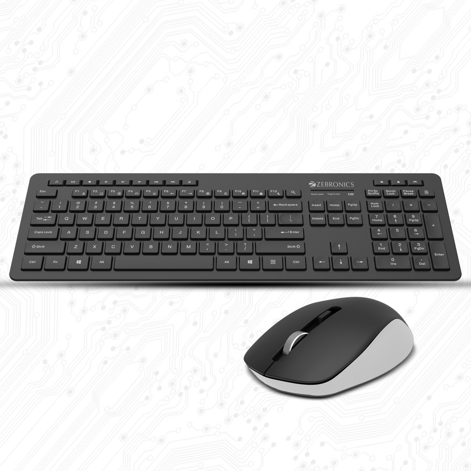 Image of ZEBRONICS Zeb-Companion 500 Keyboard and Mouse Combo Wireless Standard Desktop Keyboard Compatible with Desktop, Laptop, Mac Easy to Use,Plug and Play,Quick, Comfy Durable body