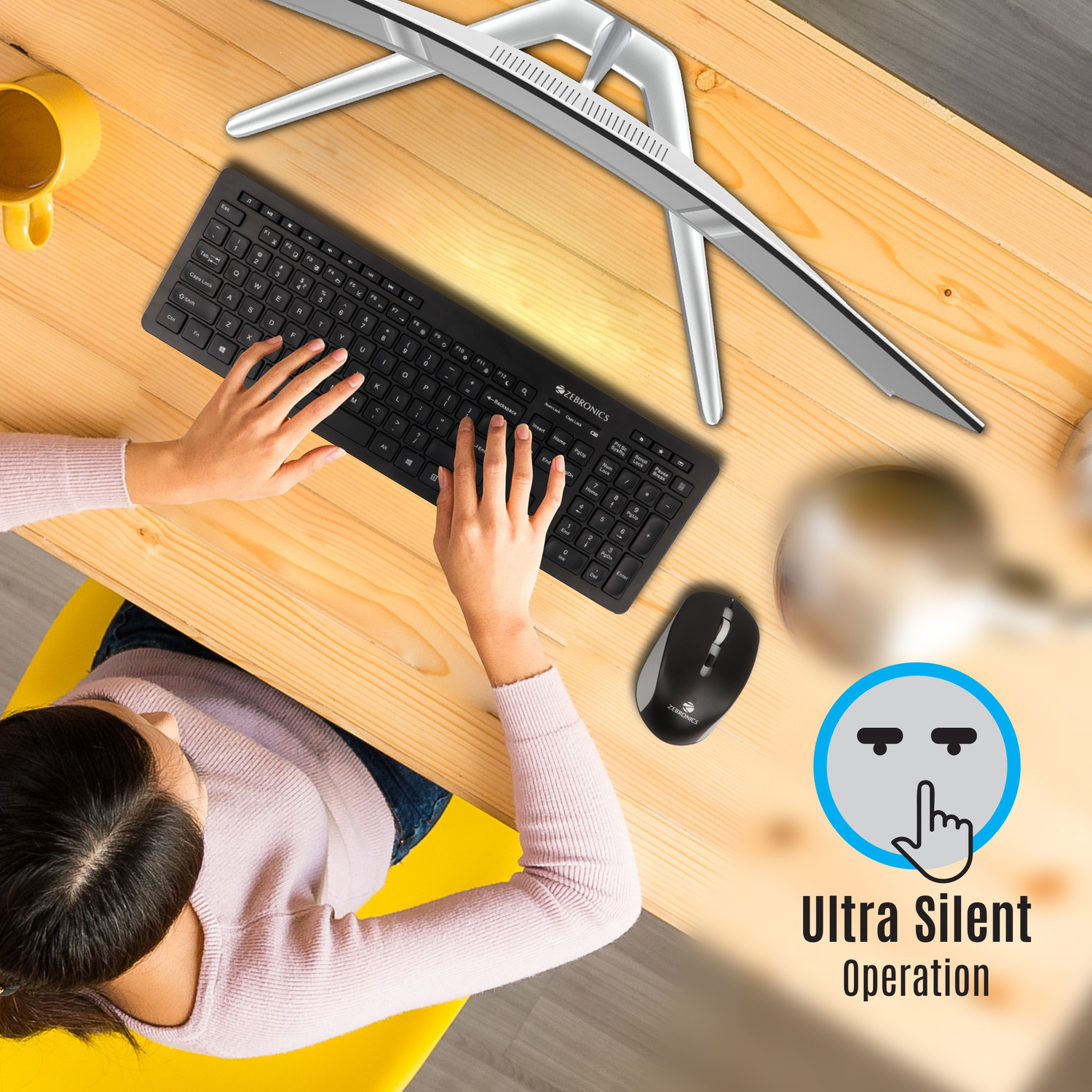 Image of ZEBRONICS Zeb-Companion 500 Keyboard and Mouse Combo Wireless Standard Desktop Keyboard Compatible with Desktop, Laptop, Mac Easy to Use,Plug and Play,Quick, Comfy Durable body