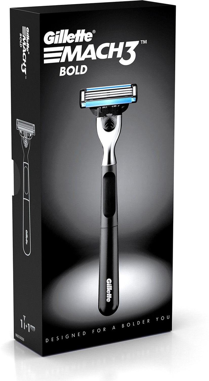 Image of Gillette Mach3 Bold 1 Razor + 1 Cartridge (Mach3s most stylish shaver for men), Men