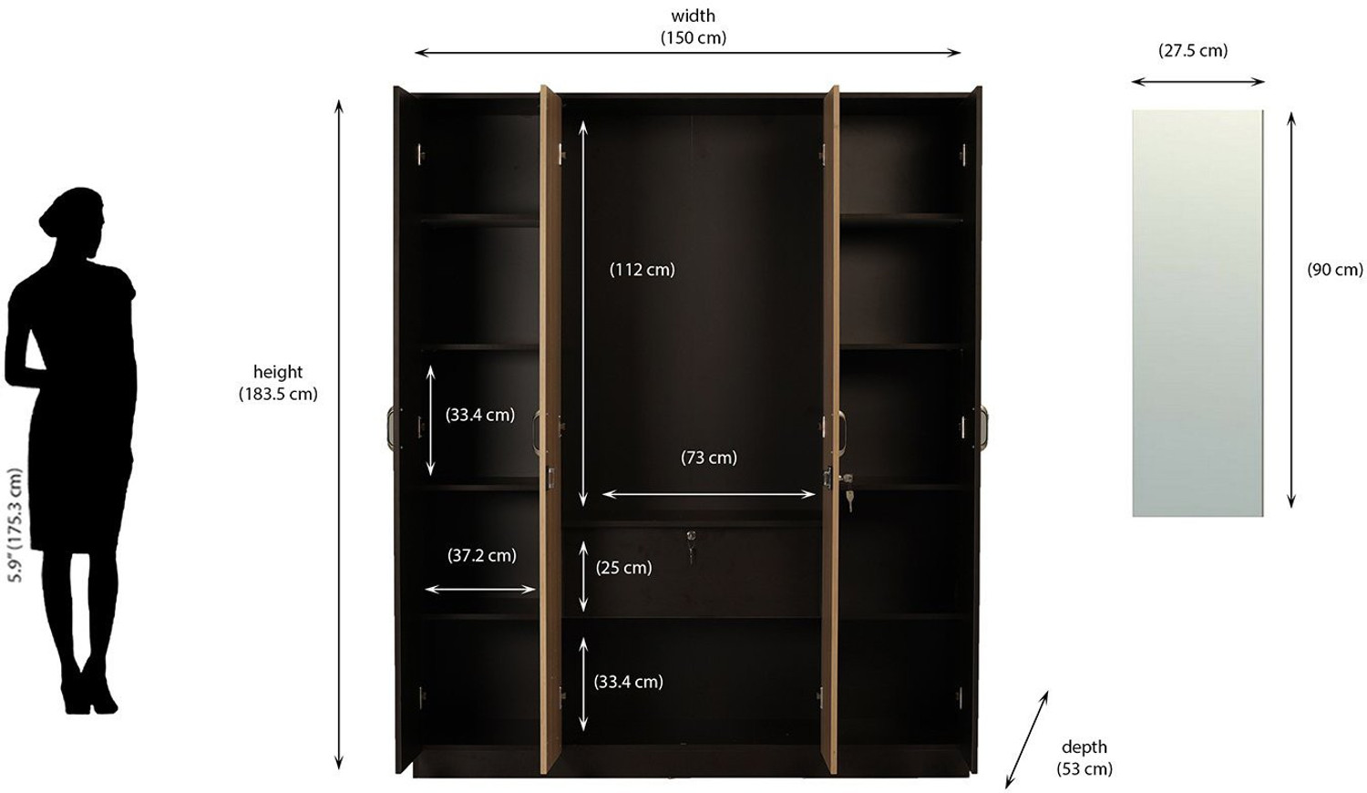Image of Nilkamal Willy Engineered Wood 4 Door Wardrobe