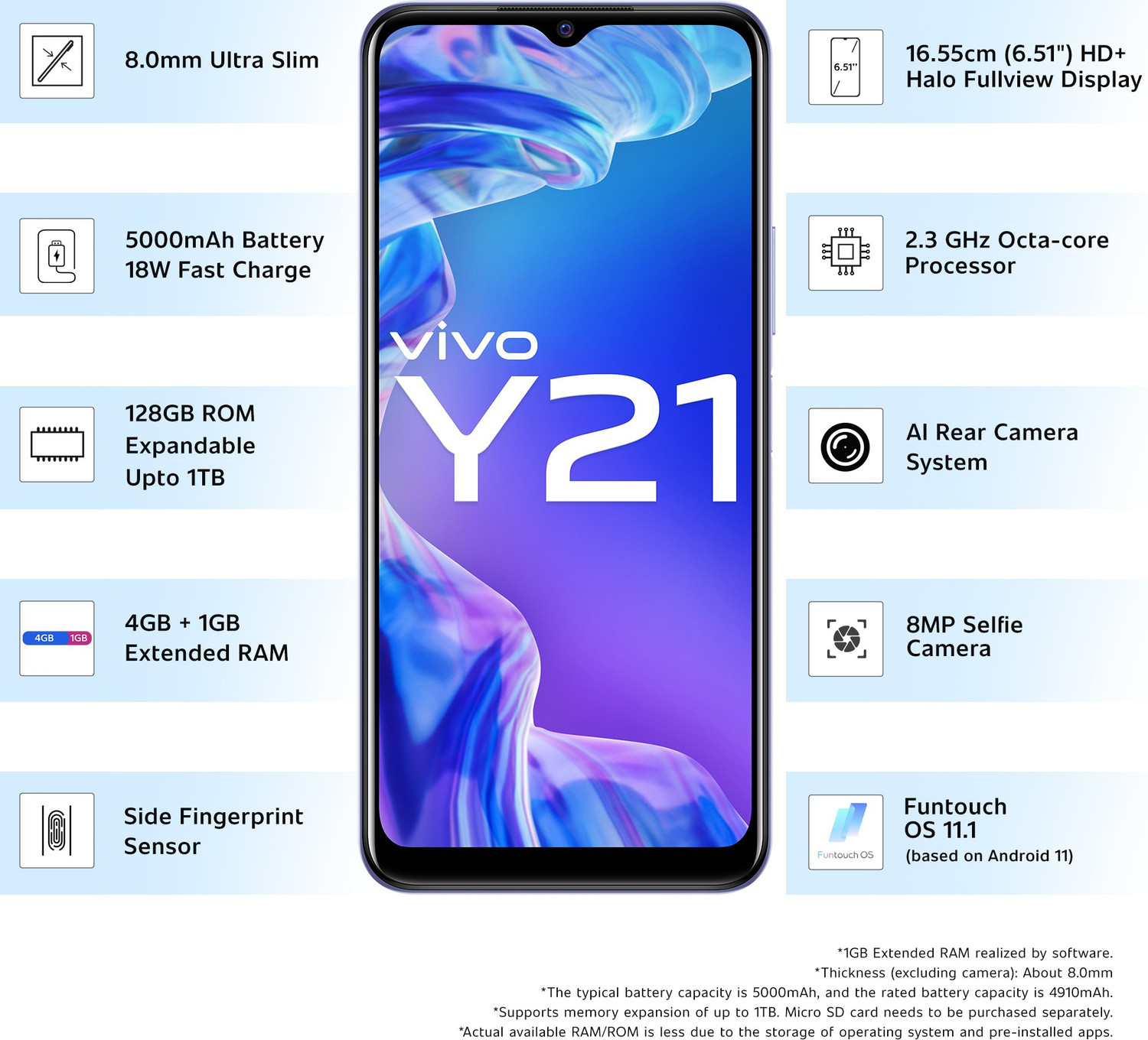 Image of vivo Y21 (Diamond Glow, 128 GB)