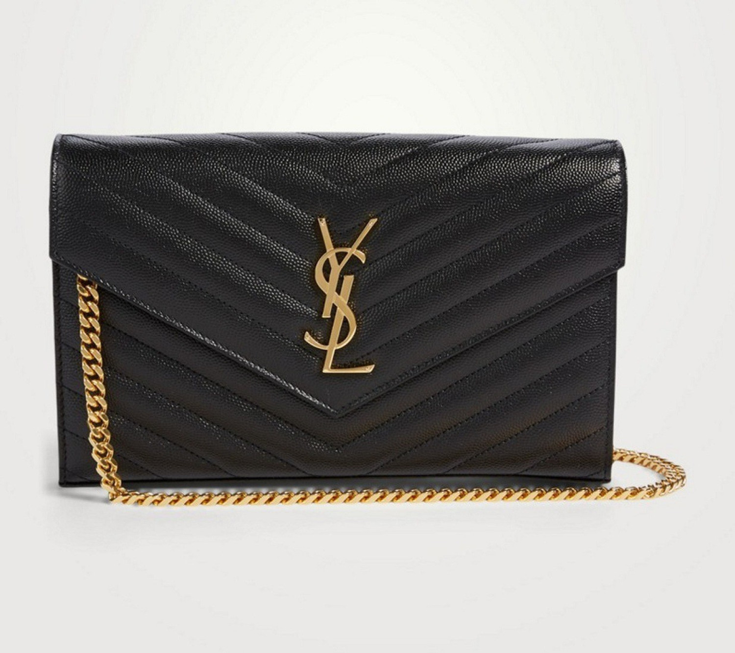 Image of SYL Black Women Clutch - Mini Black Sling Bag Saint Laurent envelope crossbody