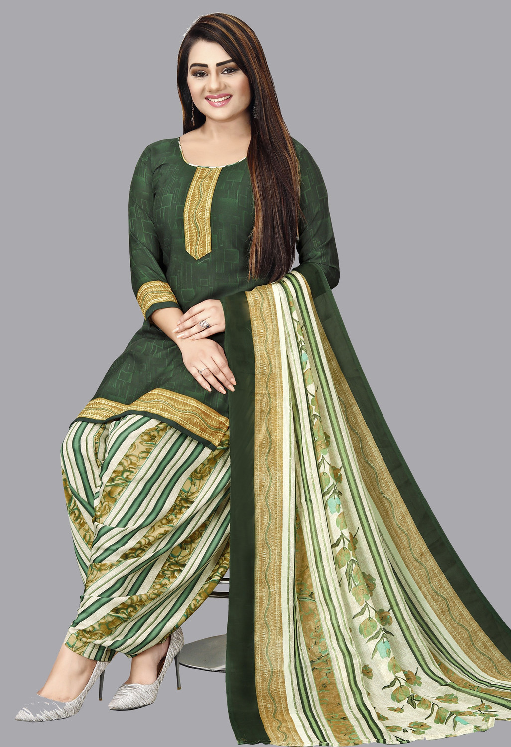 Image of VIVA N DIVA Crepe Geometric Print Kurta & Churidar Material