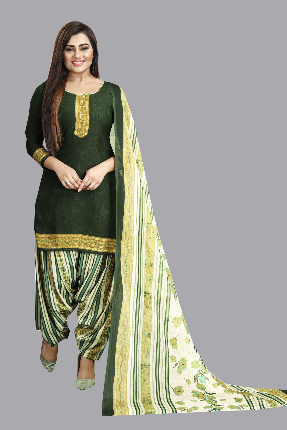 Image of VIVA N DIVA Crepe Geometric Print Kurta & Churidar Material