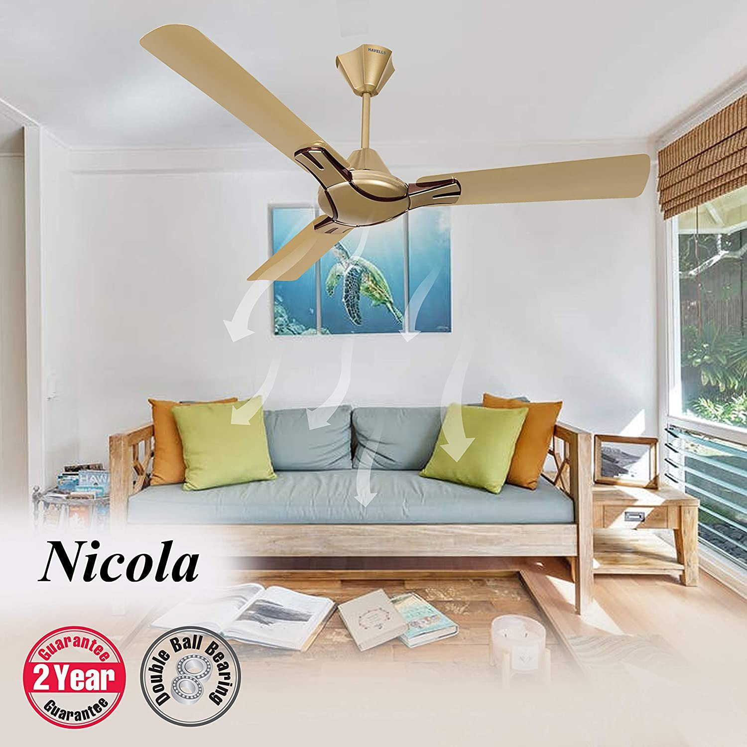 Image of HAVELLS Nicola with 2 Year Warranty Energy Saving 1200 mm Ceiling Fan