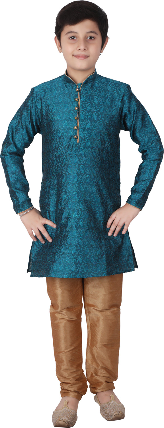 Image of PRO ETHIC Boys Casual, Festive & Party, Wedding Kurta and Churidar Set (Green Pack of 1)
