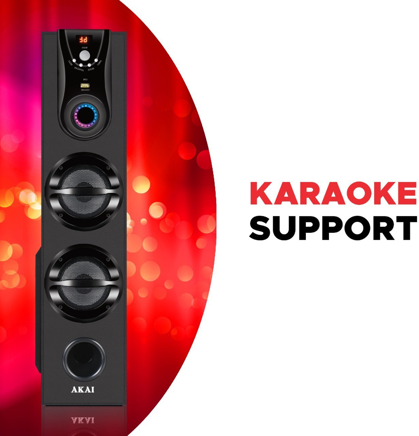 Image of Akai HA-TS50 Led Display USB,FM,Home Theatre Extreme bass Karaoke support 50 W Bluetooth Tower Speaker
