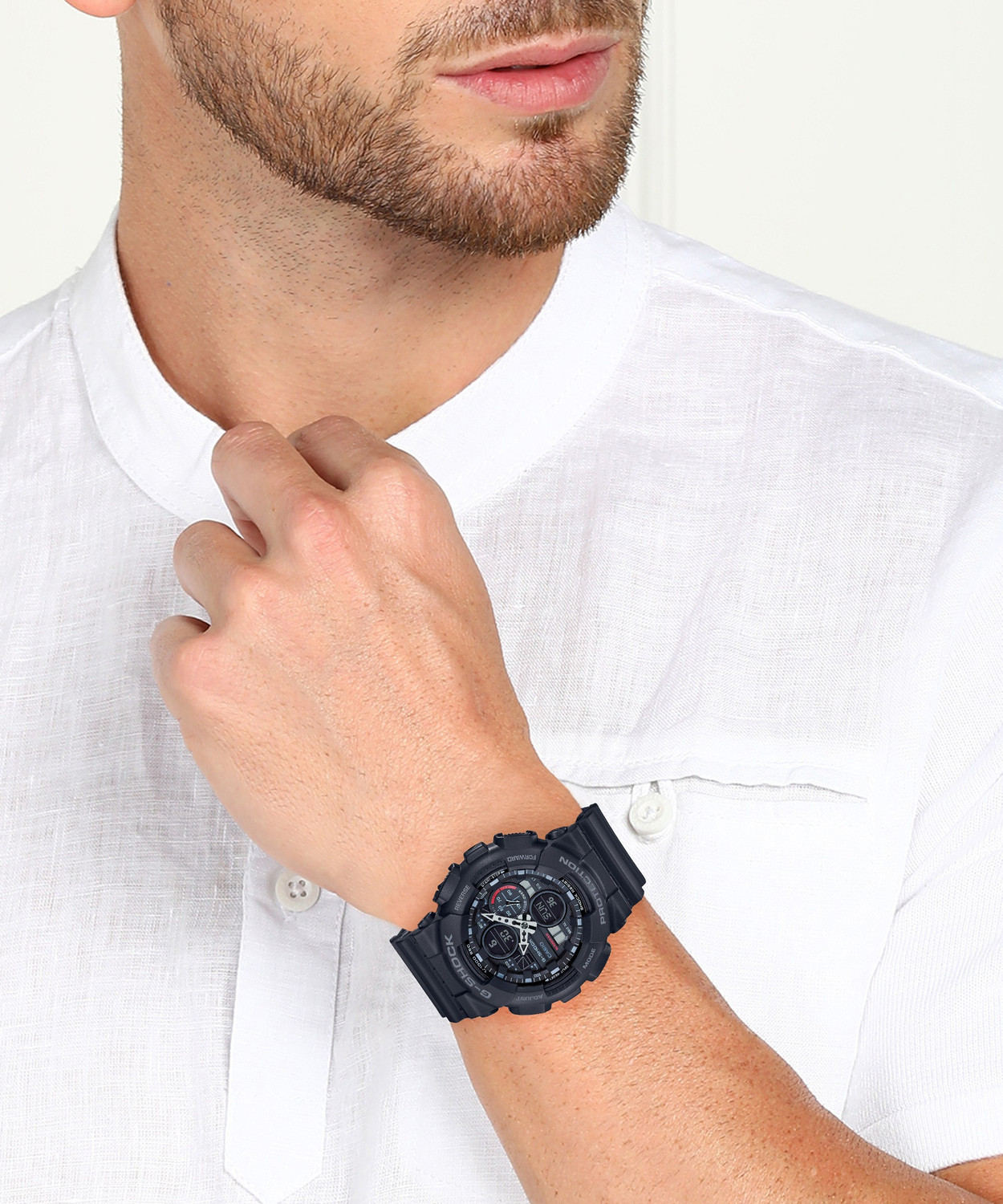 Image of CASIO GA-140-1A1DR G-SHOCK GA-140-1A1DR Black Dial Resin Strap Analog-Digital Watch - For Men