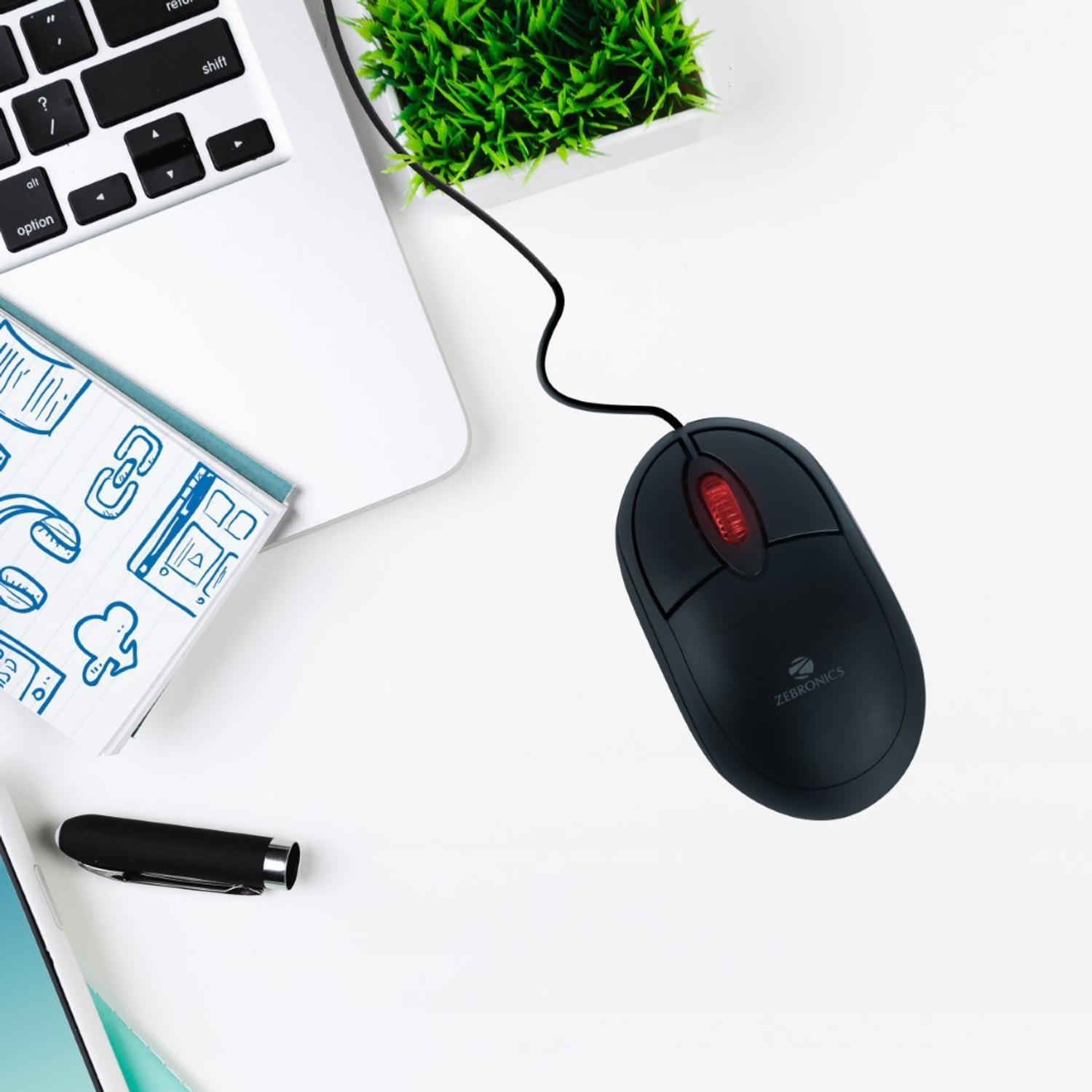 Image of ZEBRONICS ZEB-RISE Wired Ambidextrous Optical Mouse