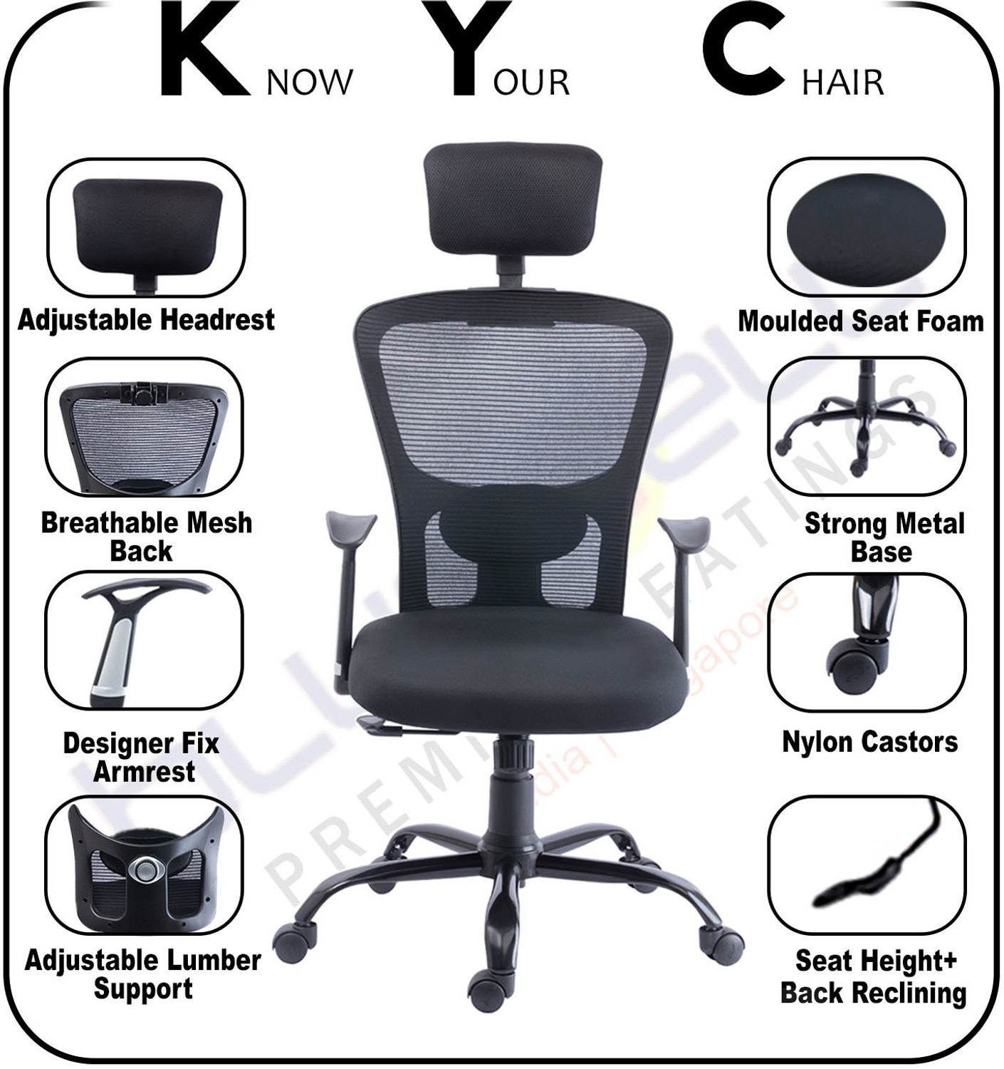 Bluebell POLO ERGONOMIC HIGH BACK REVOLVING OFFICE CHAIR WITH