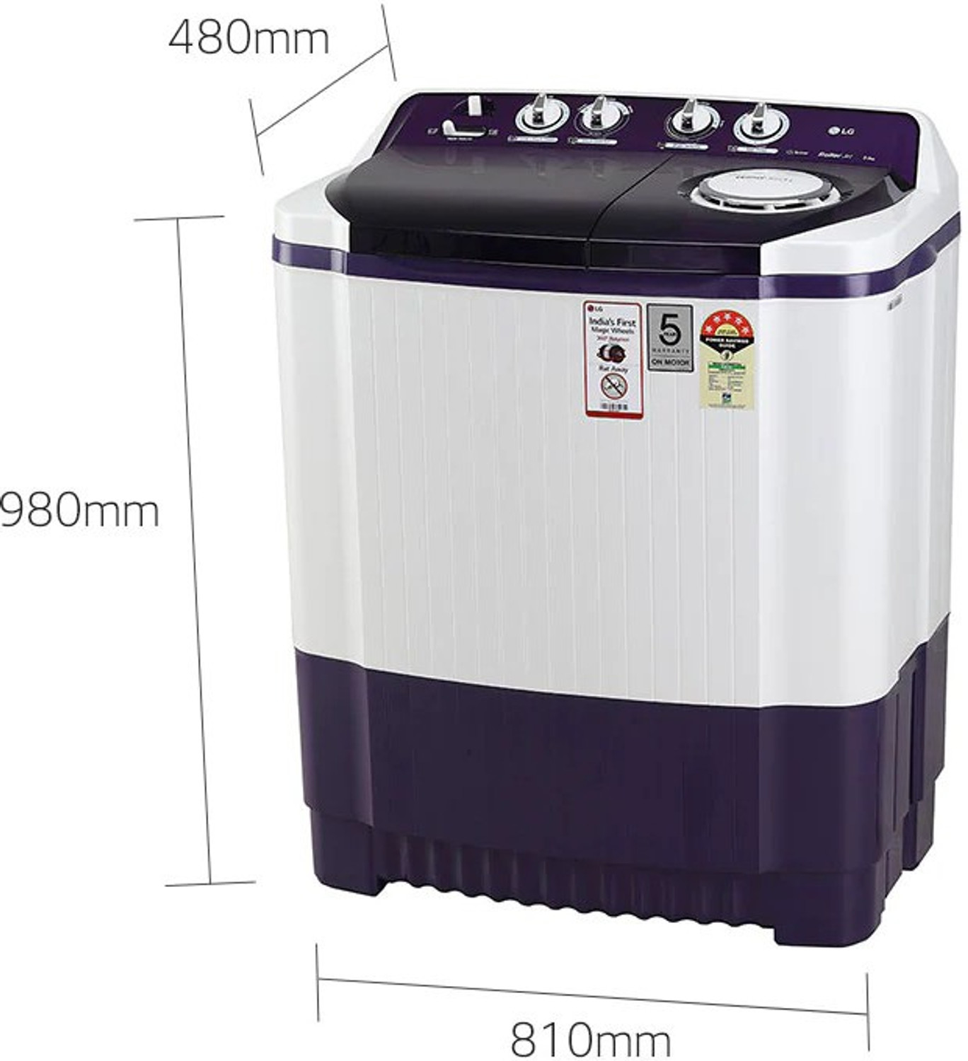 Image of LG 8.5 kg Semi Automatic Top Load Washing Machine Purple