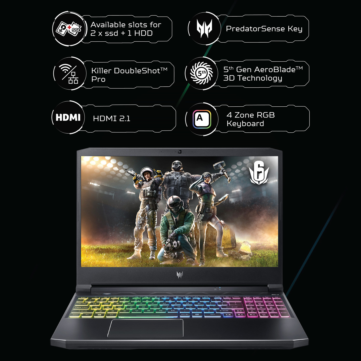 Image of Acer Predator Helios 300 Intel Core i9 11th Gen 11900 - (16 GB /1 TB SSD /Windows 11 Home /6 GB Graphics /NVIDIA GeForce RTX RTX 3060 /300 Hz) PH315-54 Gaming Laptop