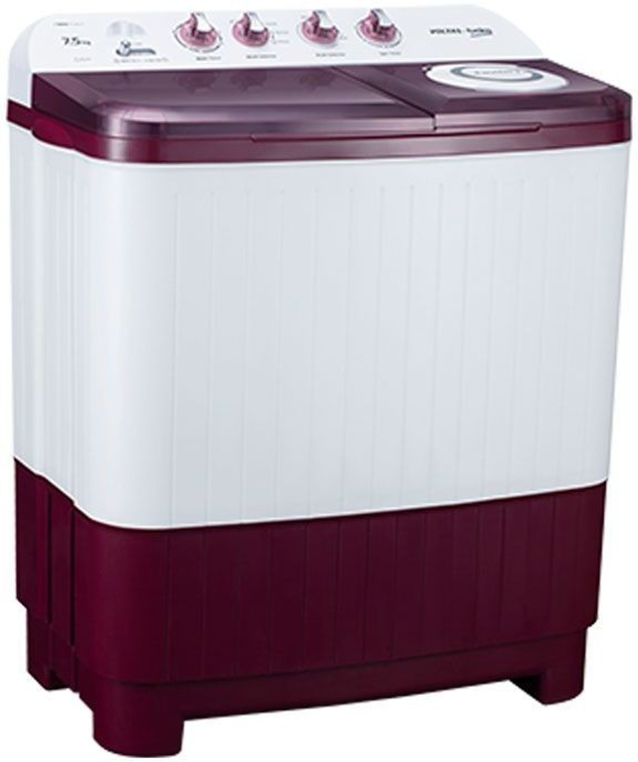 Image of Voltas Beko by A Tata Product 7.5 kg Semi Automatic Top Load Washing Machine White, Maroon