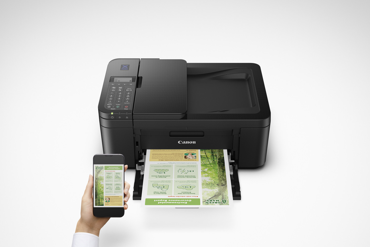 Image of Canon E4570 Multi-function WiFi Color Inkjet Printer with Voice Activated Printing Google Assistant and Alexa with Auto Duplex feature and Auto-document feeder