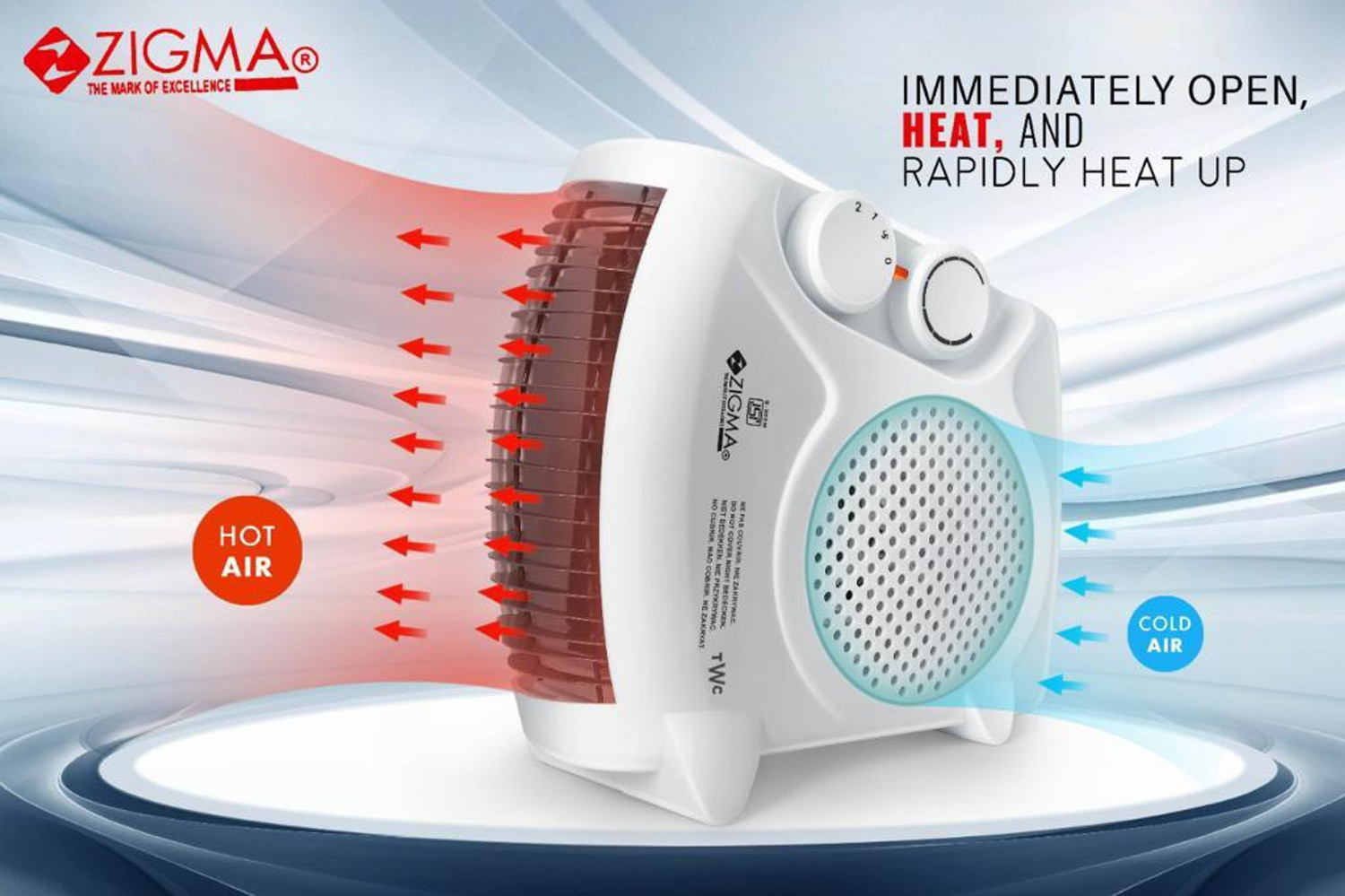 Image of zigma Quite Performance Smart Heat Convector Portable Fan Room Heater - 400 Watt Fan Room Heater
