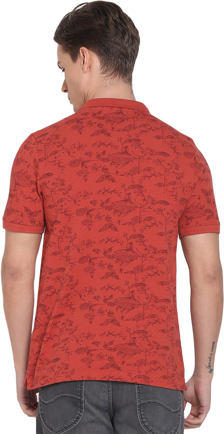 Image of LEE Printed Men Polo Neck Red T-Shirt