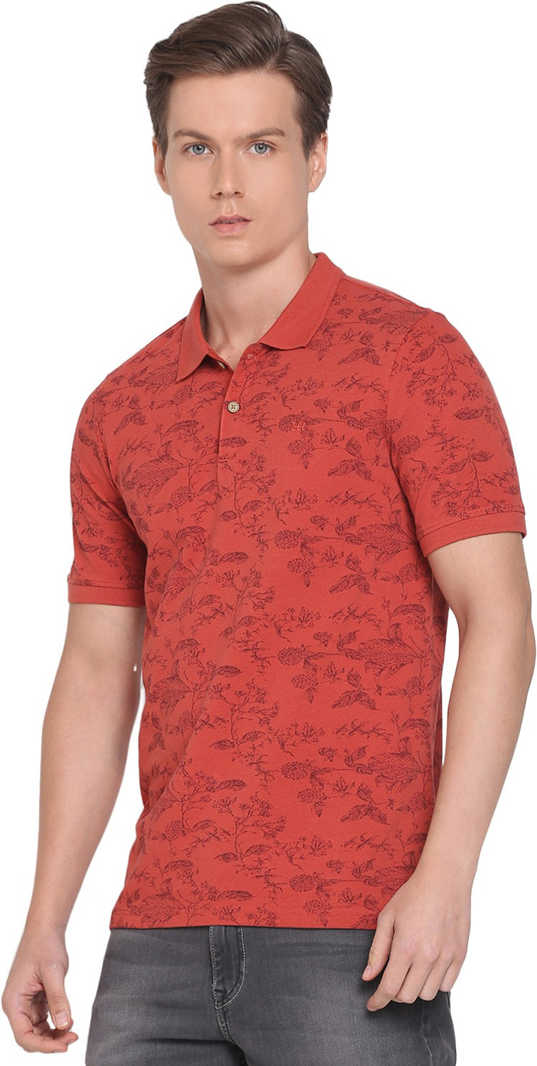 Image of LEE Printed Men Polo Neck Red T-Shirt