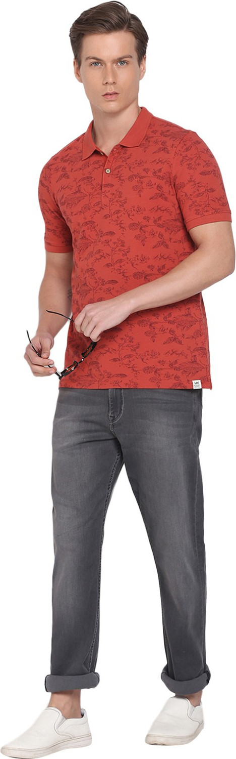 Image of LEE Printed Men Polo Neck Red T-Shirt